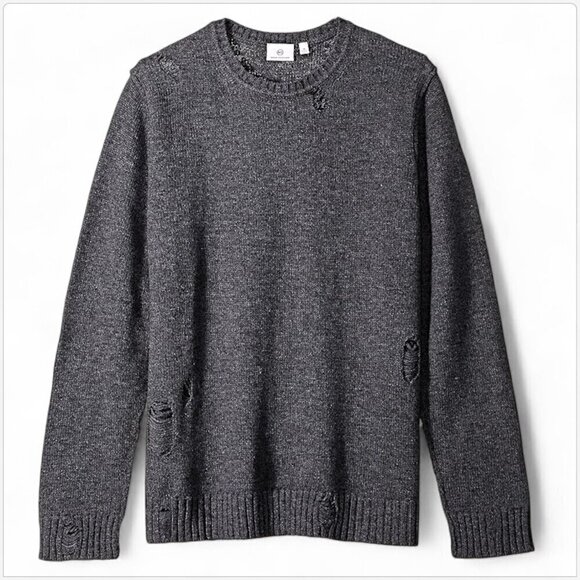 AG Adriano Goldschmied Thoman Slim Wool Alpaca Distressed Sweater Charcoal NWT S - Picture 2 of 5